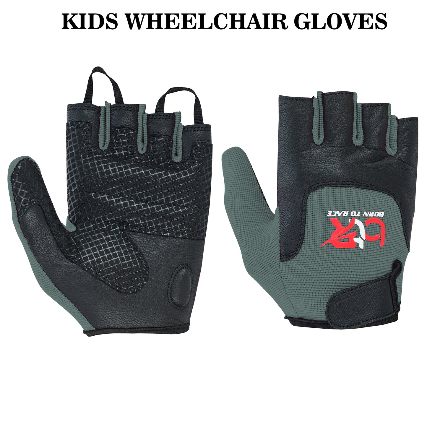 Kids Wheelchair and Cycling Gloves – Fingerless Leather Palm Gloves for Boys and Girls – Durable Long Thumb Design for Mobility, Wheelchair, and Bike Riding
