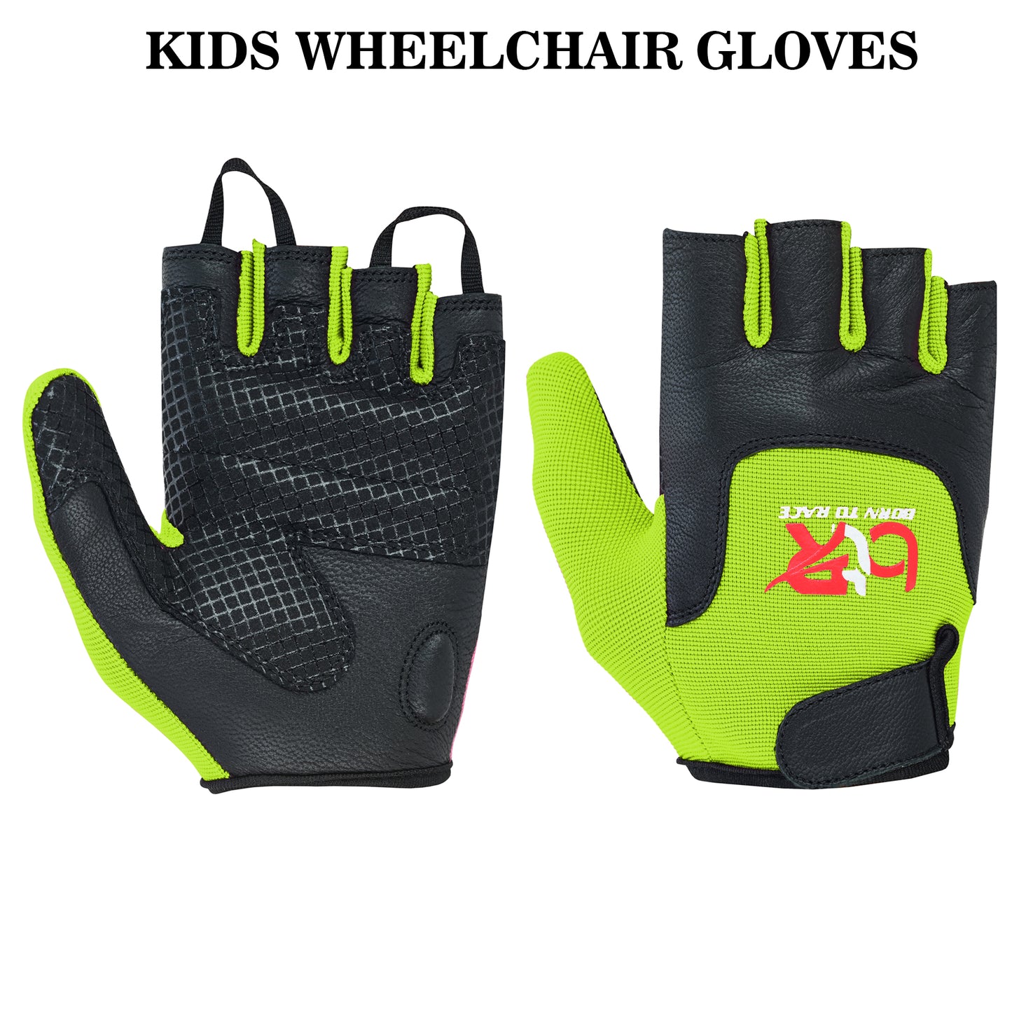 Kids Wheelchair and Cycling Gloves – Fingerless Leather Palm Gloves for Boys and Girls – Durable Long Thumb Design for Mobility, Wheelchair, and Bike Riding