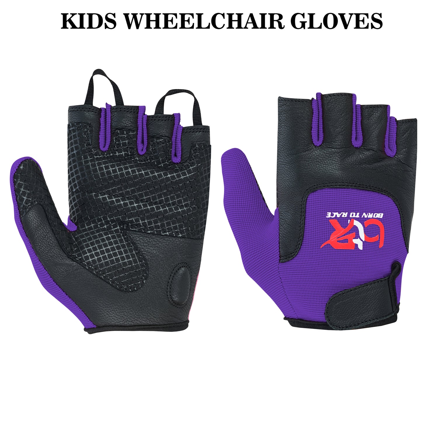 Kids Wheelchair and Cycling Gloves – Fingerless Leather Palm Gloves for Boys and Girls – Durable Long Thumb Design for Mobility, Wheelchair, and Bike Riding