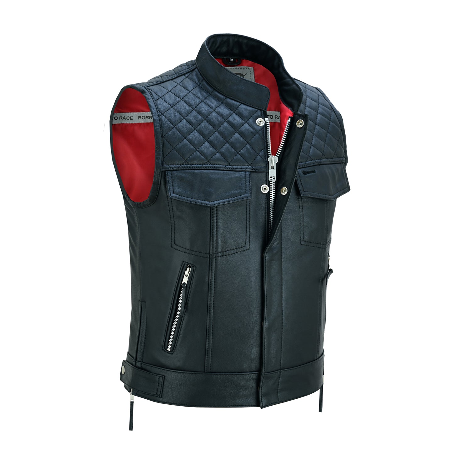 Men’s Motorcycle Premium Quality Leather Sleeveless Vest