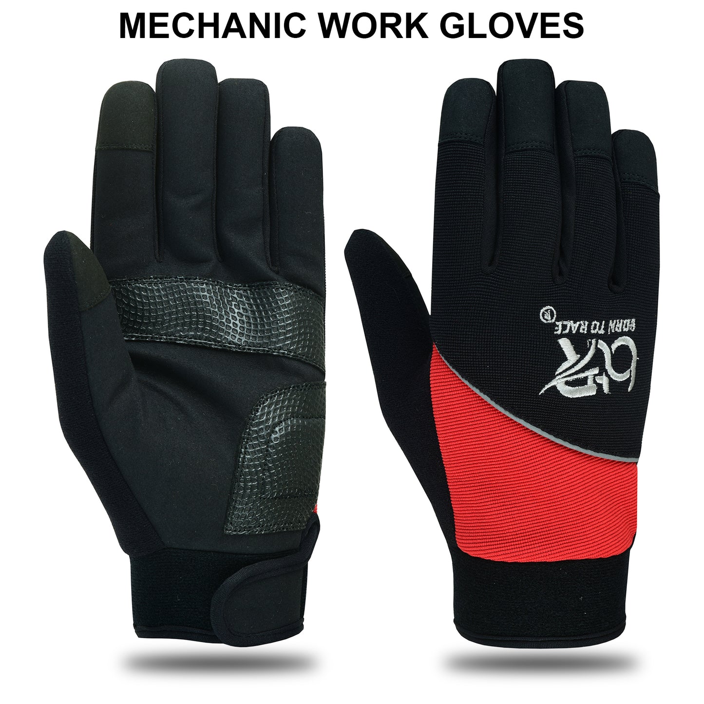 Mechanic Work Safety Gloves With Elastic Cuffs For Secure Fit Touch Screen