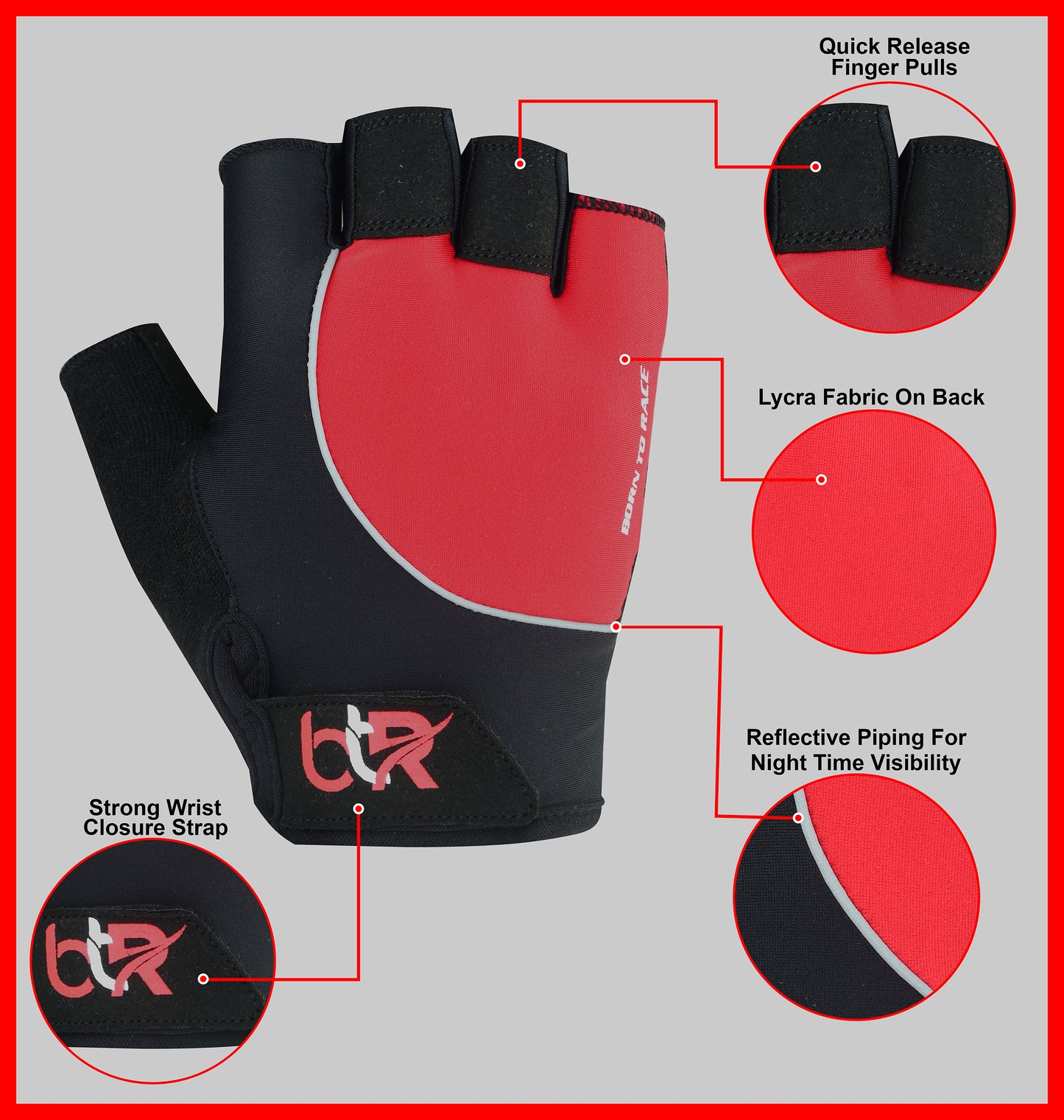 Cycling Gel Padded Silicon Printing Fingerless Gloves