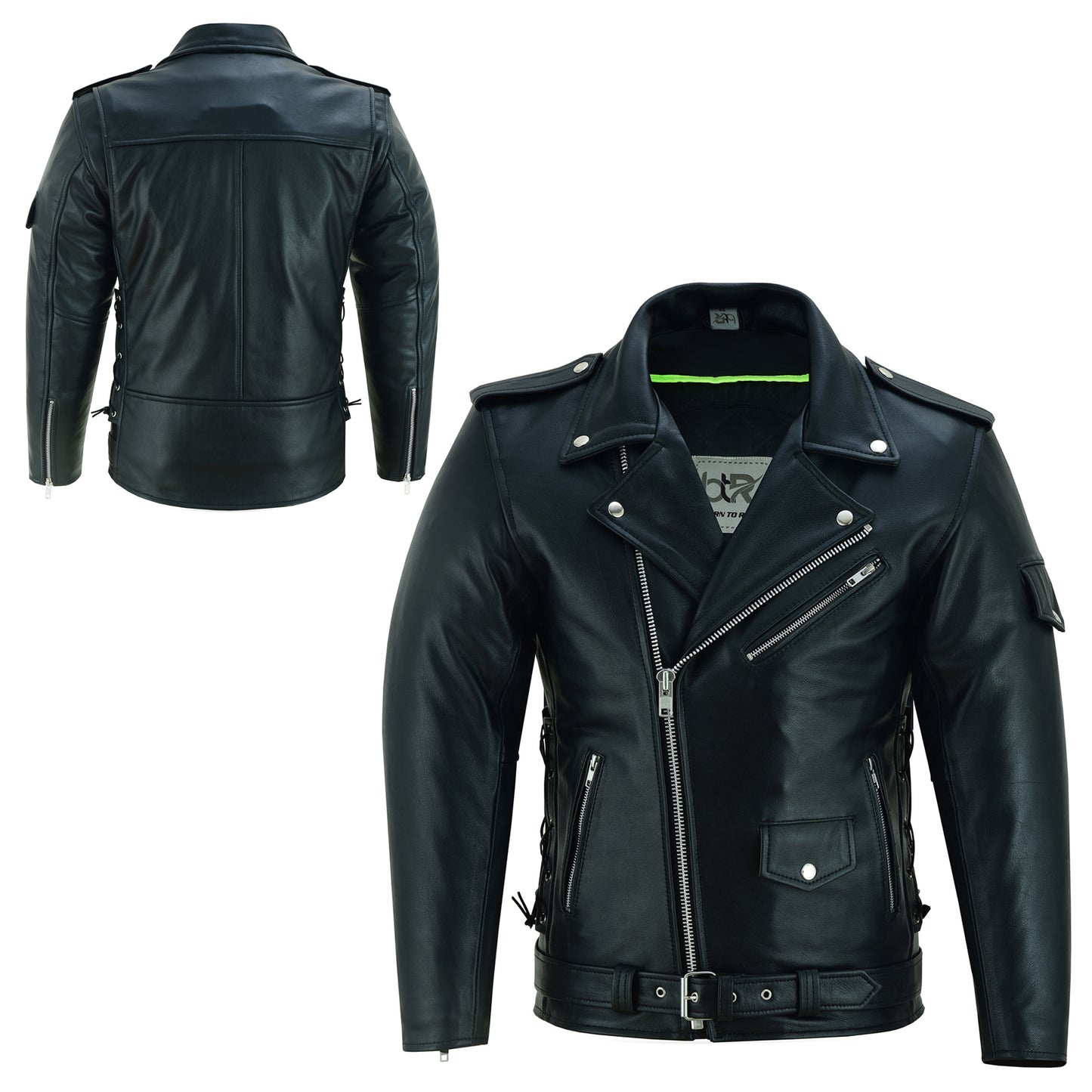 Men's Genuine Bufalo Leather Motorcycle Jacket, CE Armor Protection, Distressed Vintage Biker Jacket, YKK Zippers, All-Weather Riding Gear