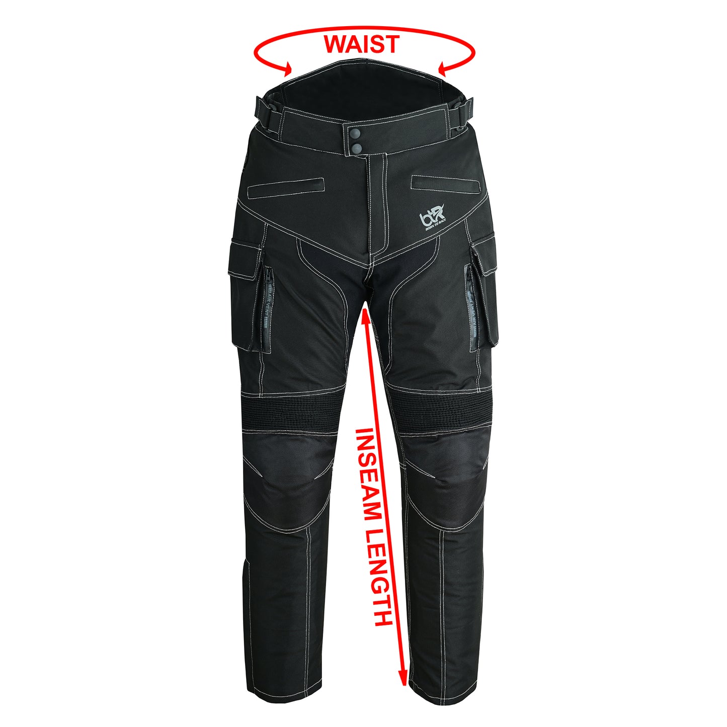 Mens Motorcycle Waterproof Textile Cordura Trouser Black