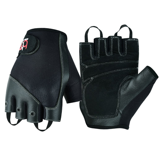 Weight Lifting Gloves Cowhide Leather Half Finger Light Weight Workout Biking Fingerless Gloves Black