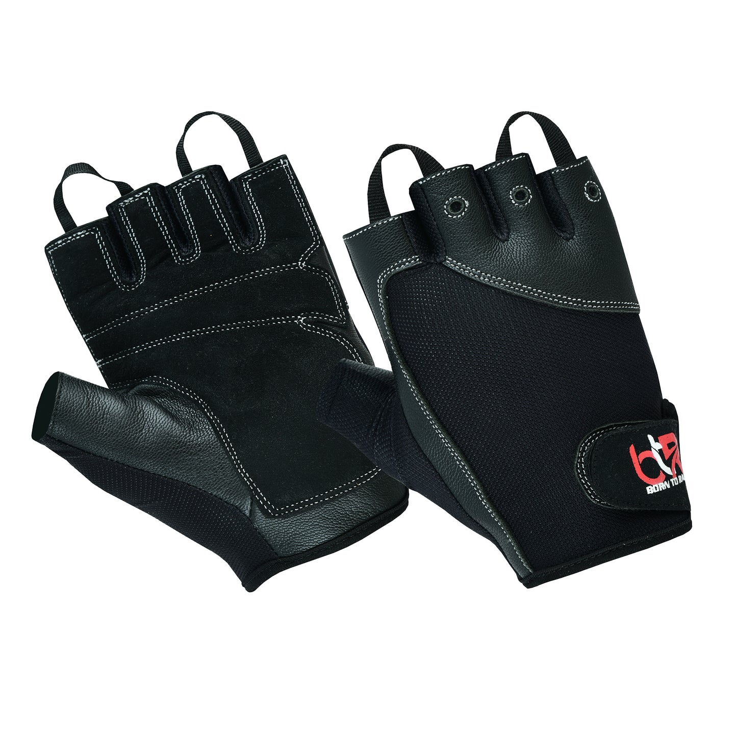 Weight Lifting Gloves Cowhide Leather Half Finger Light Weight Workout Biking Fingerless Gloves Black