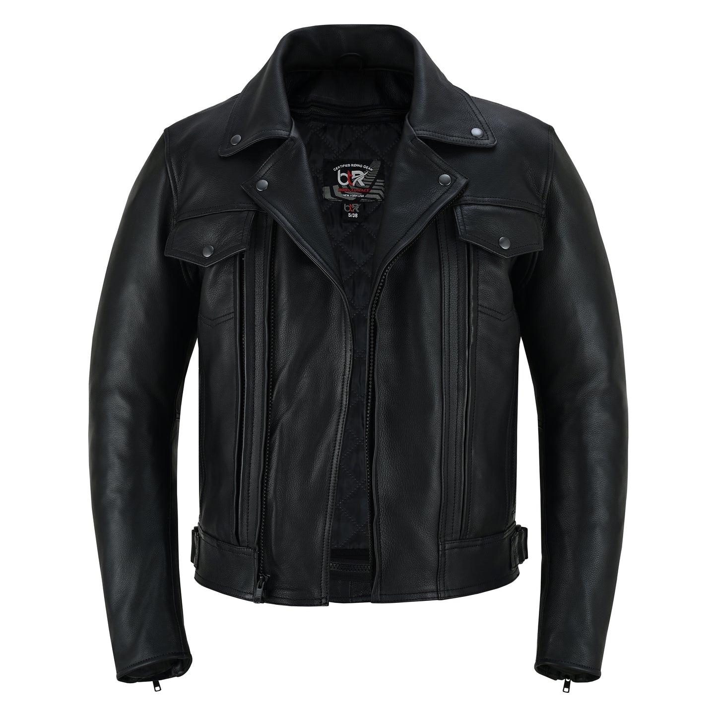 Overlord – Men’s CE-Approved Motorcycle Leather Jacket – Full Grain Cowhide, Removable Armor, Concealed Carry Pockets, Classic Biker Style with Thermal Liner Jacket Black