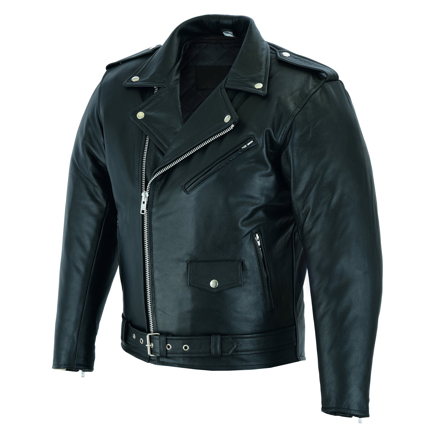 Men Motorcycle Brando Leather Jacket 100% Genuine Real Soft Distressed Zip Up Jacket Black