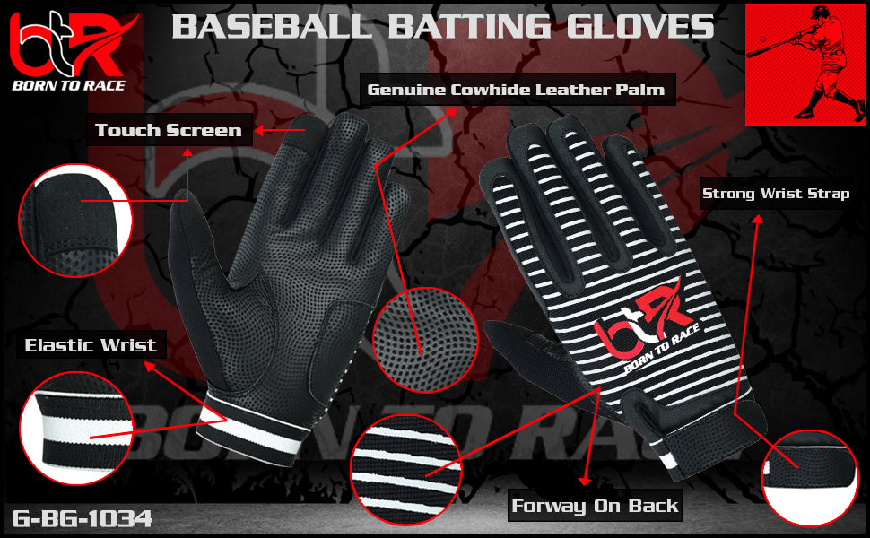 Touch Screen Baseball Batting Gloves - Lightweight, Durable, with Arm/Wrist Guard Protection - Unisex Design for Men & Women