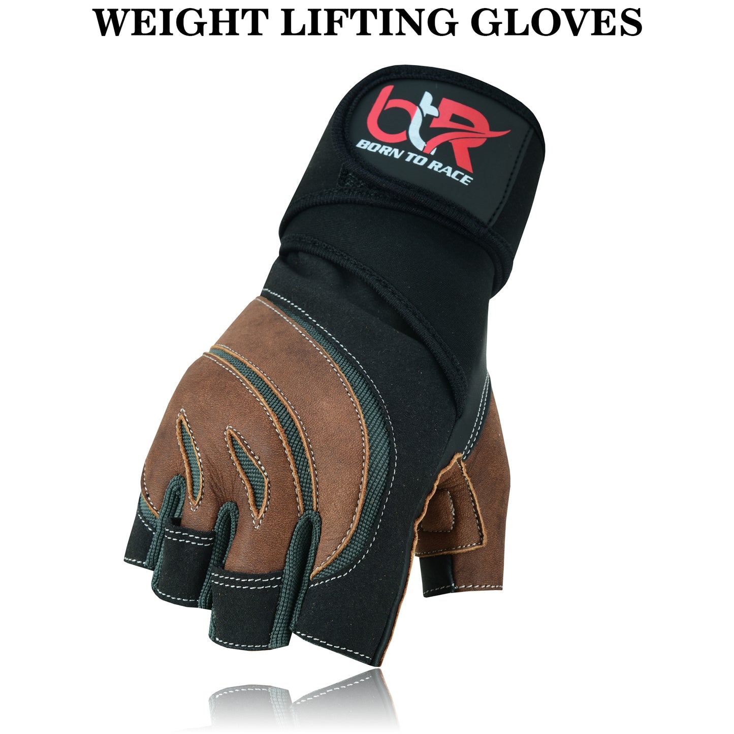 Weight Lifting Leather Padded Fingerless Long Wrist Gloves Unisex