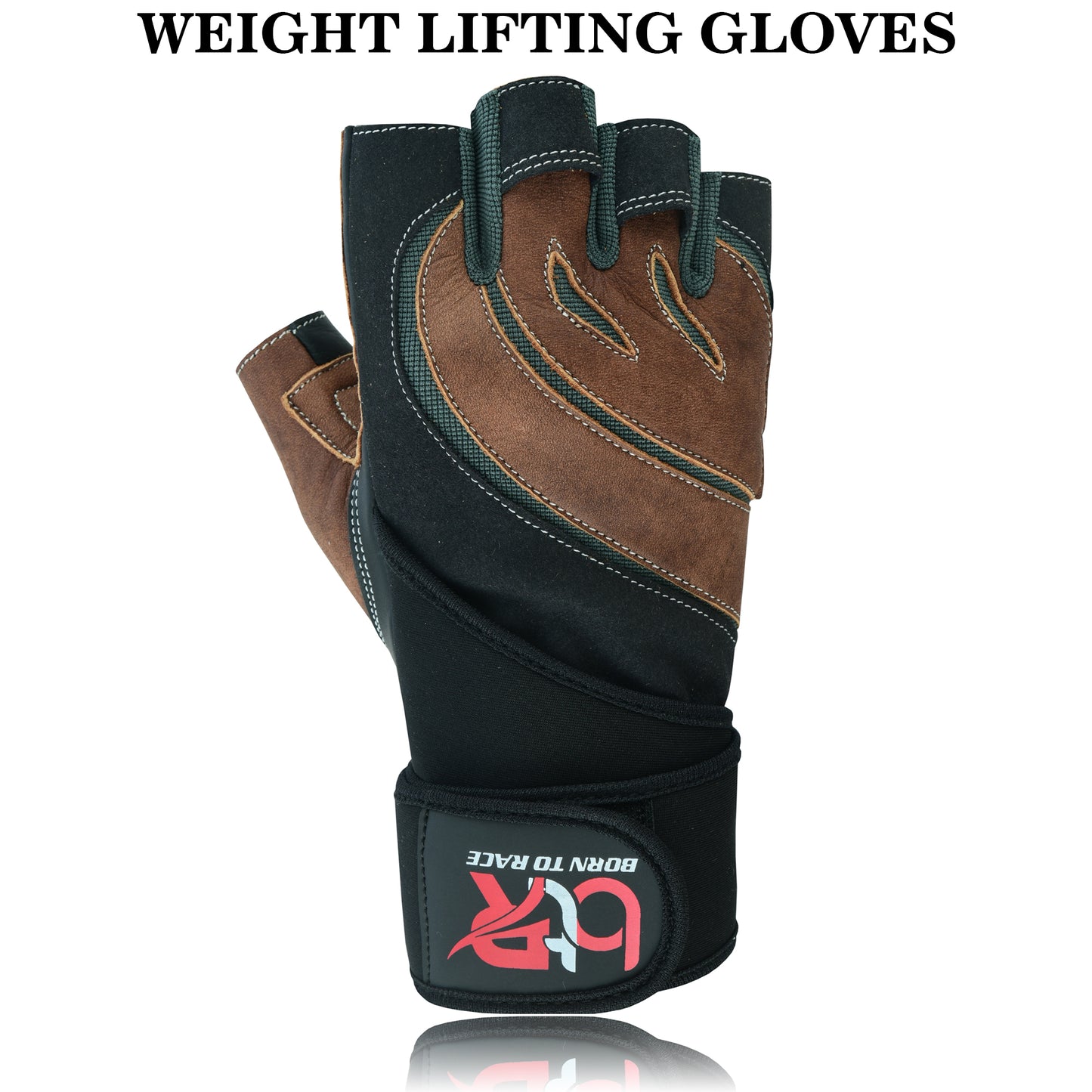Weight Lifting Leather Padded Fingerless Long Wrist Gloves Unisex