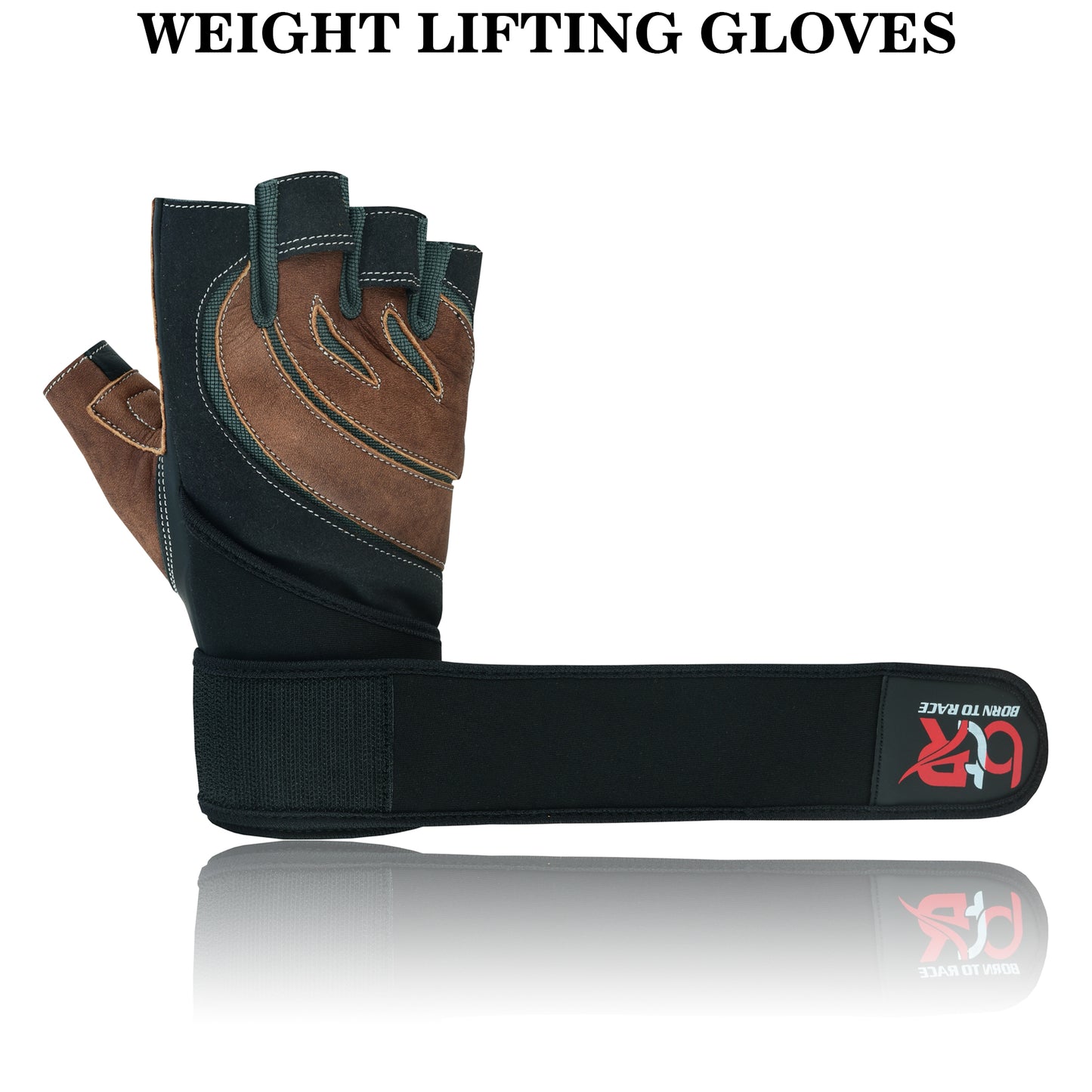 Weight Lifting Leather Padded Fingerless Long Wrist Gloves Unisex