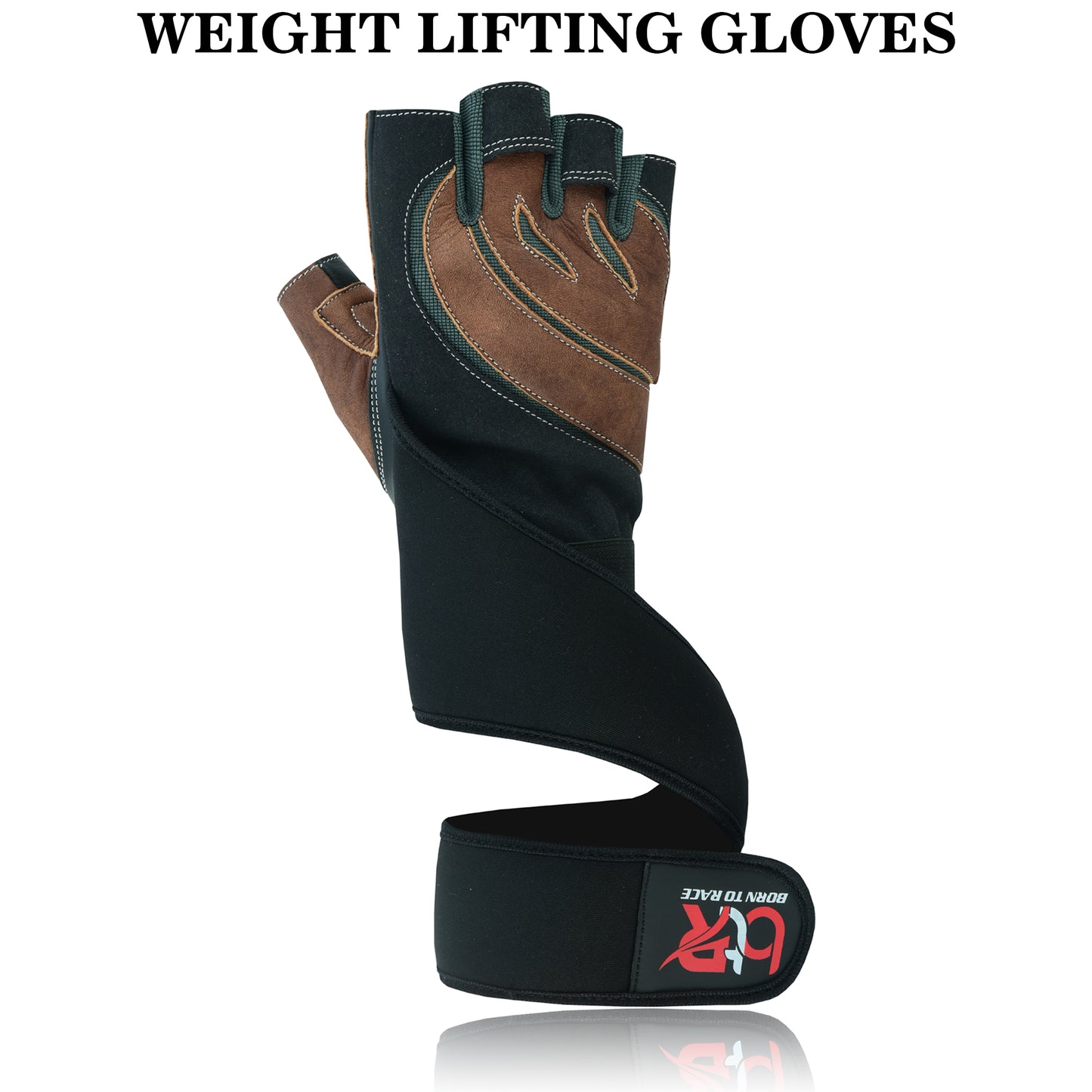 Weight Lifting Leather Padded Fingerless Long Wrist Gloves Unisex