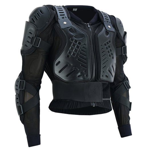 Men's Motorcycle Body Armour Jacket Dirt Bike Off Road Back Spine Chest CE Approved Protection Jacket All Black