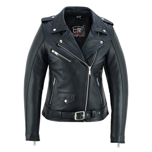 Bella Rider Women’s Motorcycle Jacket | Classic Brando Style Genuine Cowhide Leather | Asymmetrical Zipper | Black Biker Jacket for Riding, Casual Wear & Fashion New