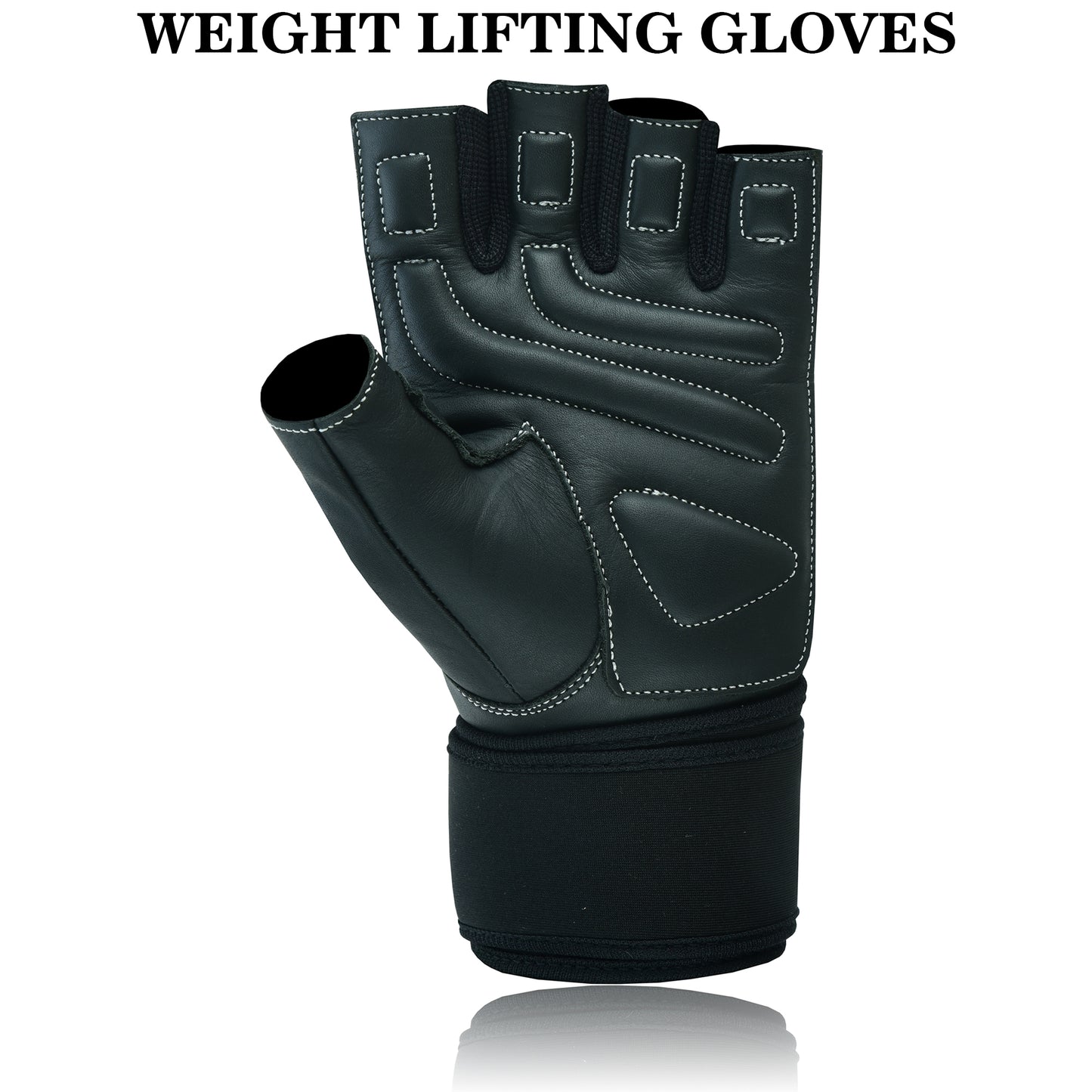 Weight Lifting Leather Padded Fingerless Long Wrist Gloves Unisex