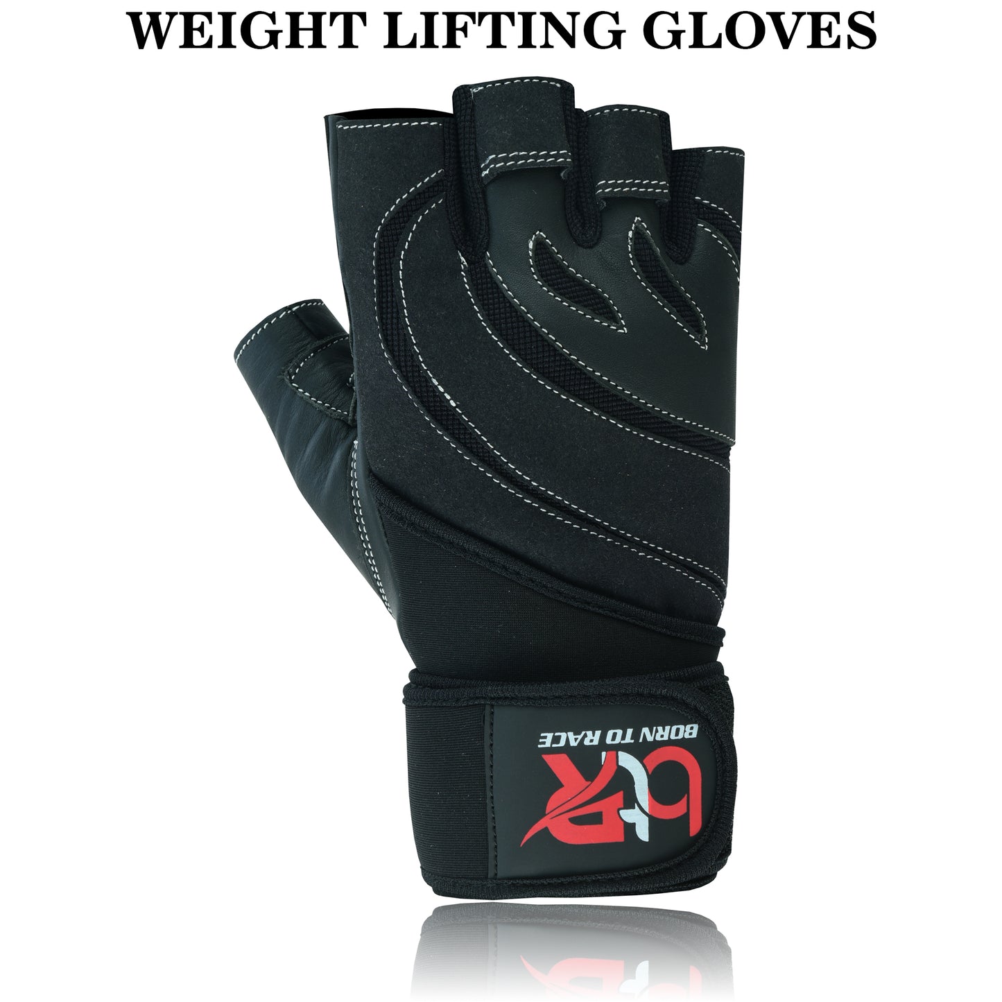 Weight Lifting Leather Padded Fingerless Long Wrist Gloves Unisex