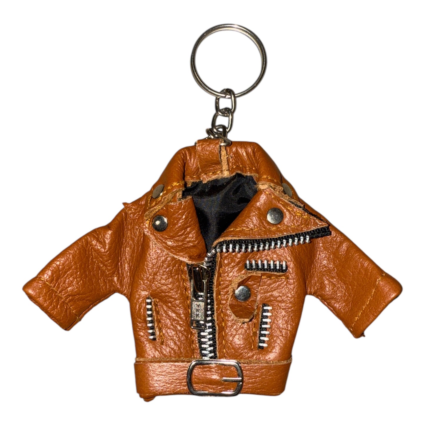 Leather Jacket Keychain with Lining | Cool Keychain Gift for Bikers & Fashion Lovers | Stylish Key Holder for Men, Women, Car, Bags | Unique Leather Accessory