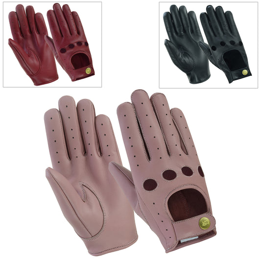 Women Ladies Leather Driving Full Finger Gloves