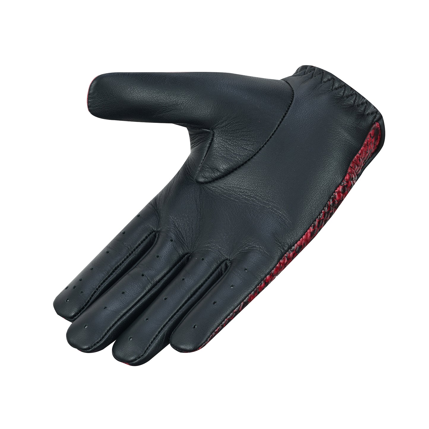 Luxury Python Snake Embossed Leather Driving Gloves - Premium Half Finger Biker Gloves for Motorcycle Riding, Car Driving, and Outdoor Sports - Sheepskin Palm, Cowhide Back, Adjustable Fit