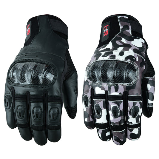 Motorcycle Gloves with Carbon Kevlar Protection - Cowhide Leather, Air Vents, Anti-Slip Palm, and Adjustable Cuff - Ideal for Motocross and Motorbike Riding Gloves