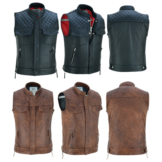 Men’s Motorcycle Premium Quality Leather Sleeveless Vest
