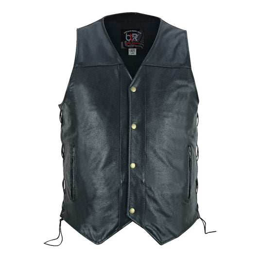 Men Motorcycle Motocross Premium Quality Sleeveless Leather Vest Biker Riders Motorbike Vests – Black