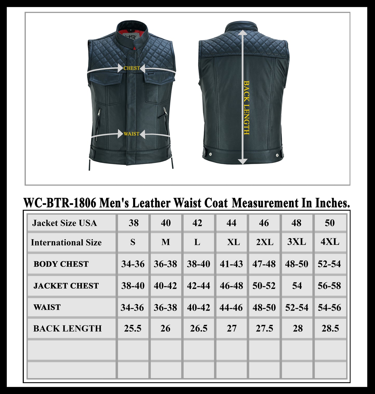 Men’s Motorcycle Premium Quality Leather Sleeveless Vest