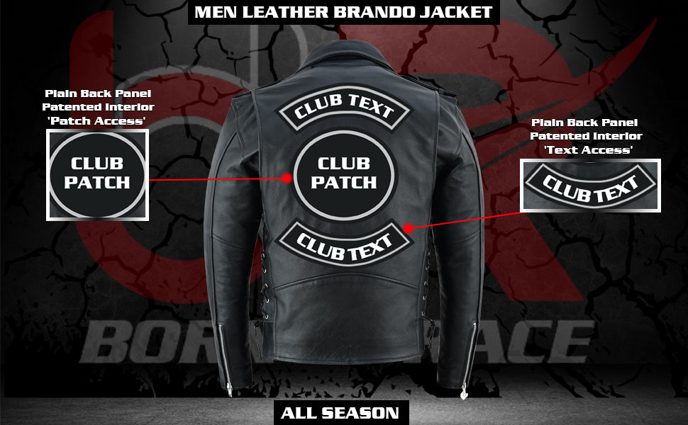 Men’s Classic Brando Motorcycle Jacket - 100% Genuine Cowhide Leather, Distressed, Side Lacing, CE Armor, Water Resistant, Vintage Style Biker Jacket for All-Weather Riding