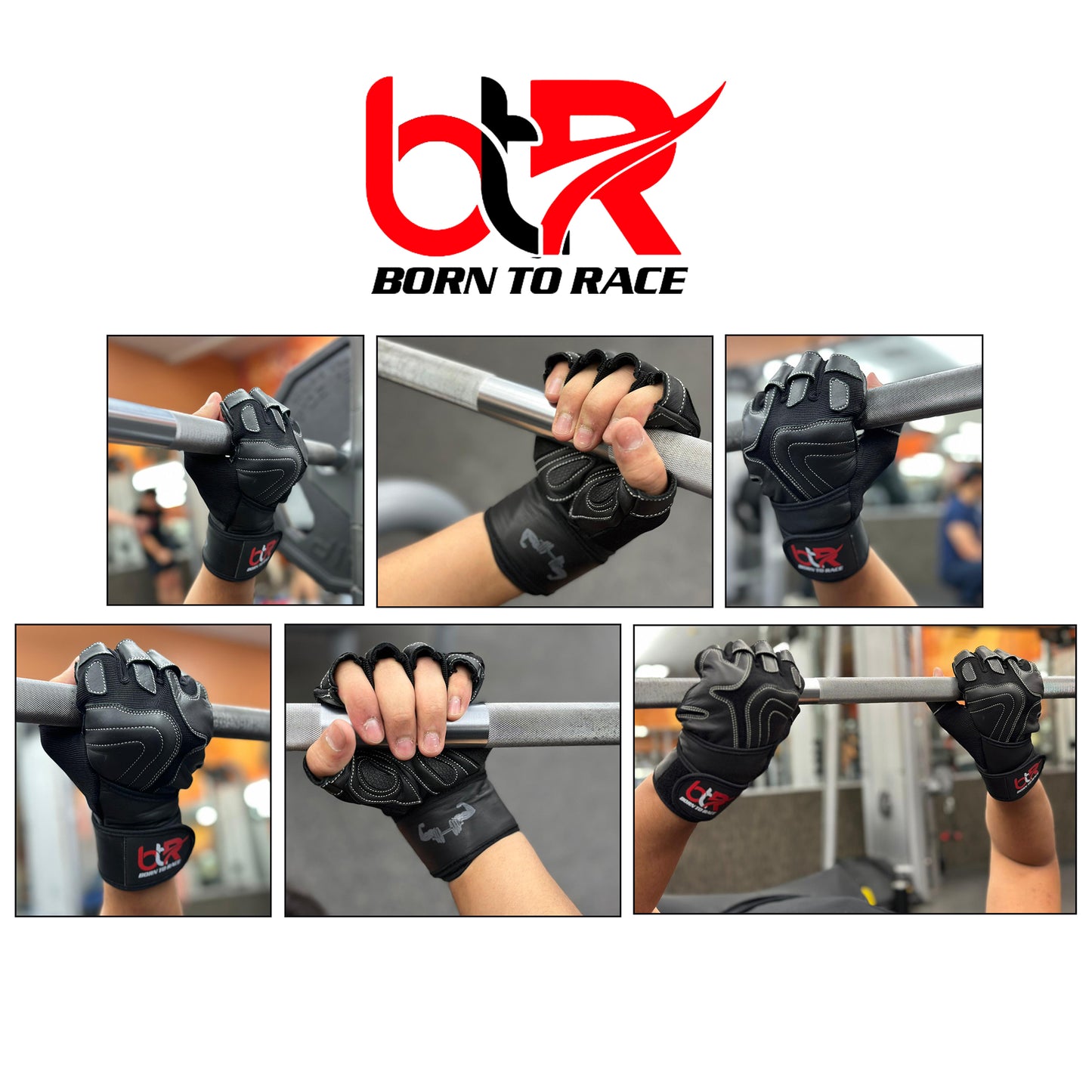 Premium Cowhide Leather Weight Lifting Gloves - Fingerless, Padded, Long Wrist Support, Gym Workout, Powerlifting, Bodybuilding, Fitness, Unisex Design for Men & Women