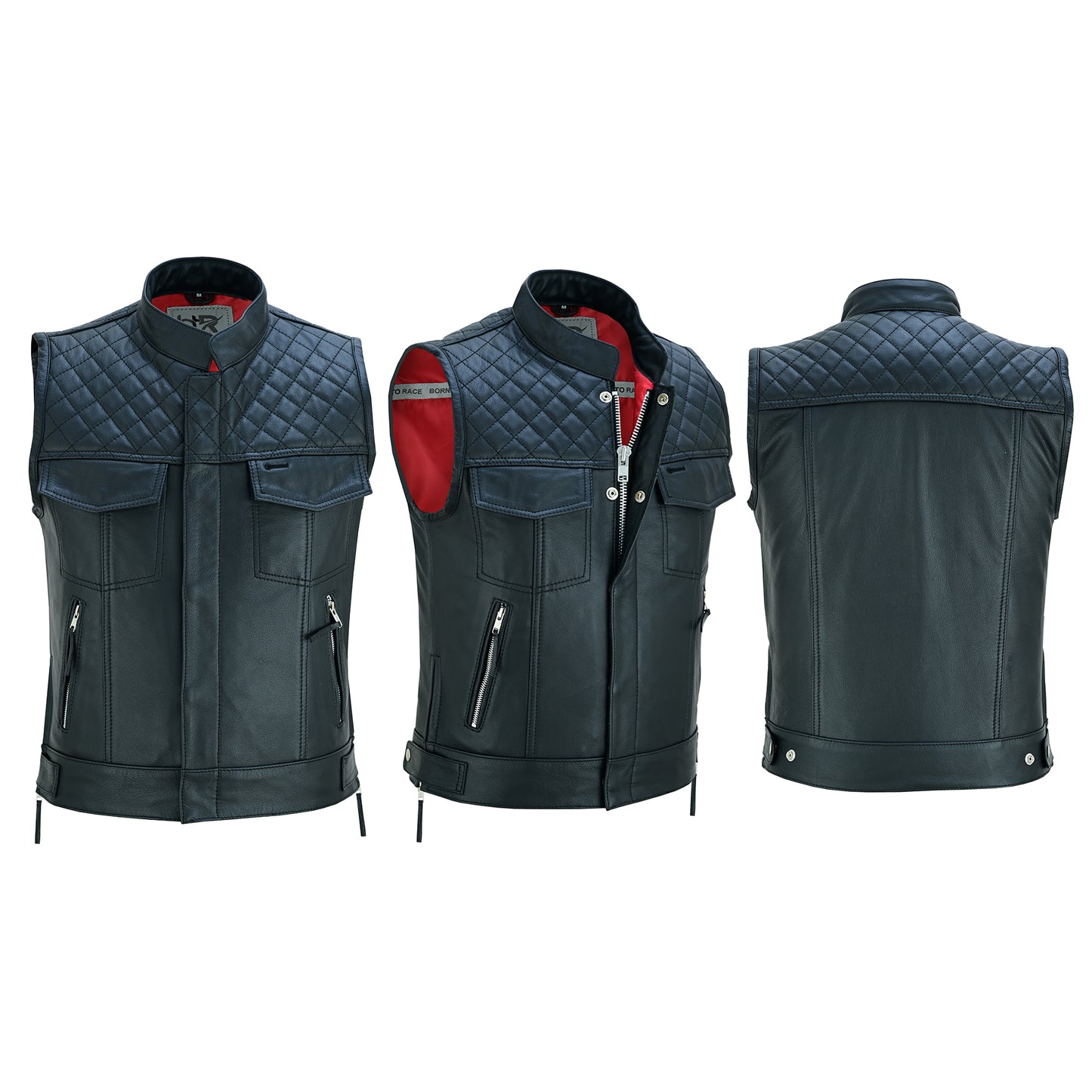 Men’s Motorcycle Premium Quality Leather Sleeveless Vest