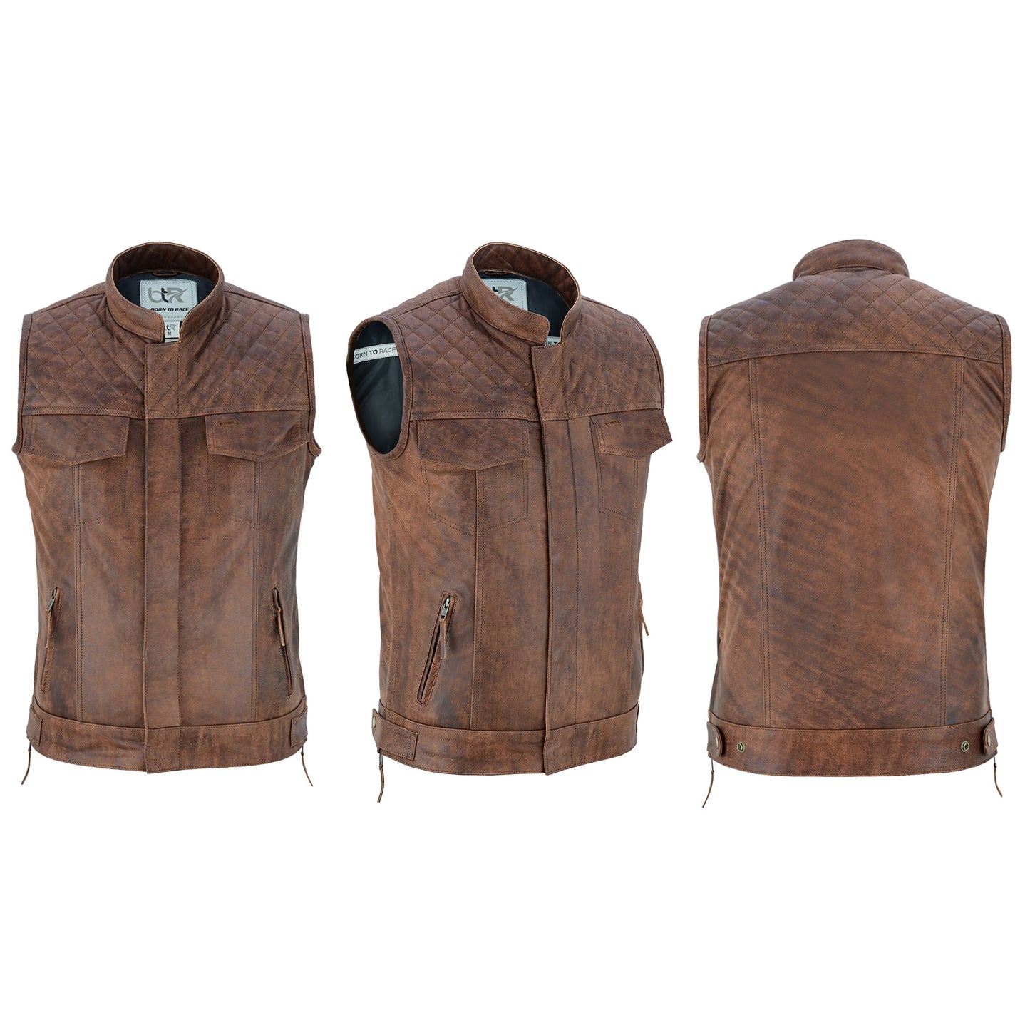 Men’s Motorcycle Premium Quality Leather Sleeveless Vest