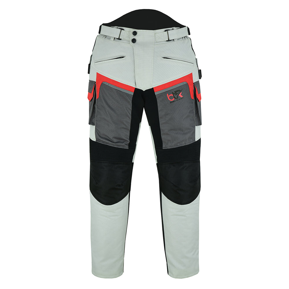 Men’s Motorcycle Waterproof Textile Cordura Trousers CE Approved Protection Riding Motorbike Trouser Pants Black/Grey