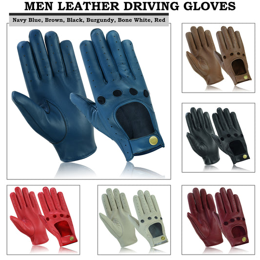 Men's Leather Driving Full Finger Gloves