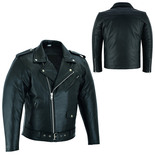 Men Motorcycle Brando Leather Jacket 100% Genuine Real Soft Distressed Zip Up Jacket Black