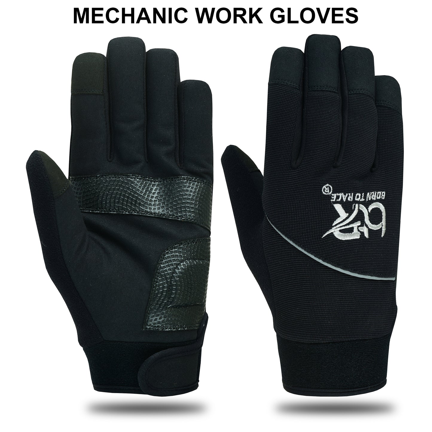 Mechanic Work Safety Gloves With Elastic Cuffs For Secure Fit Touch Screen