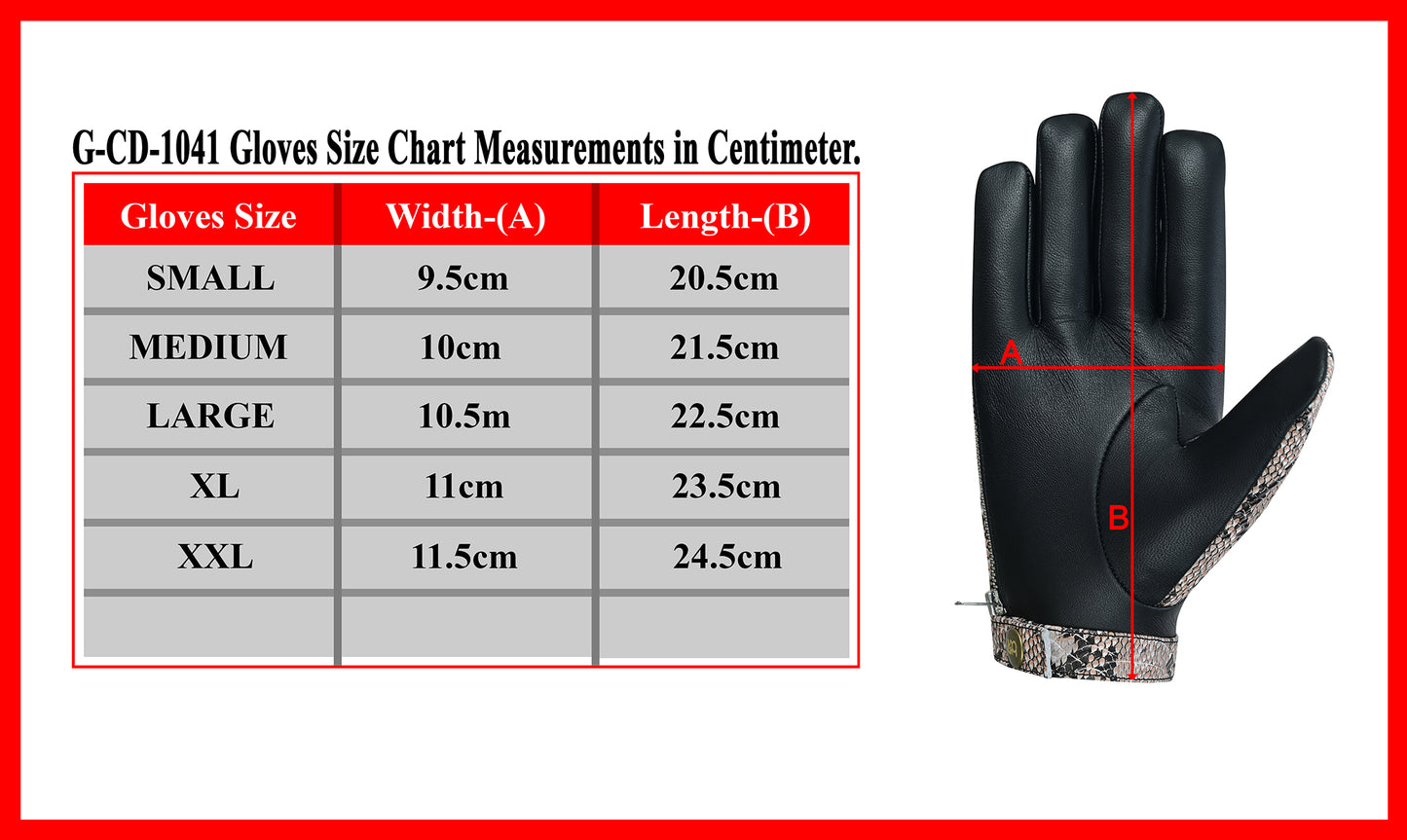 Men's Python Snake Embossed Leather Gloves